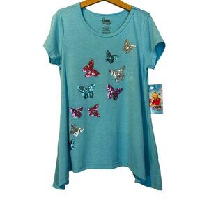 Vintage Y2K Hannah Montana Forever Girls Sequin‎ Butterfly Tunic Top M Disney